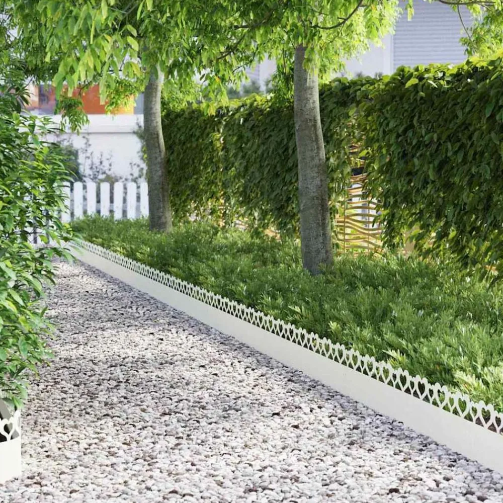 Tuinafscheidingen*vidaXL Gazonranden 10 pcs 103 x 0,05 x 22 cm Staal Wit
