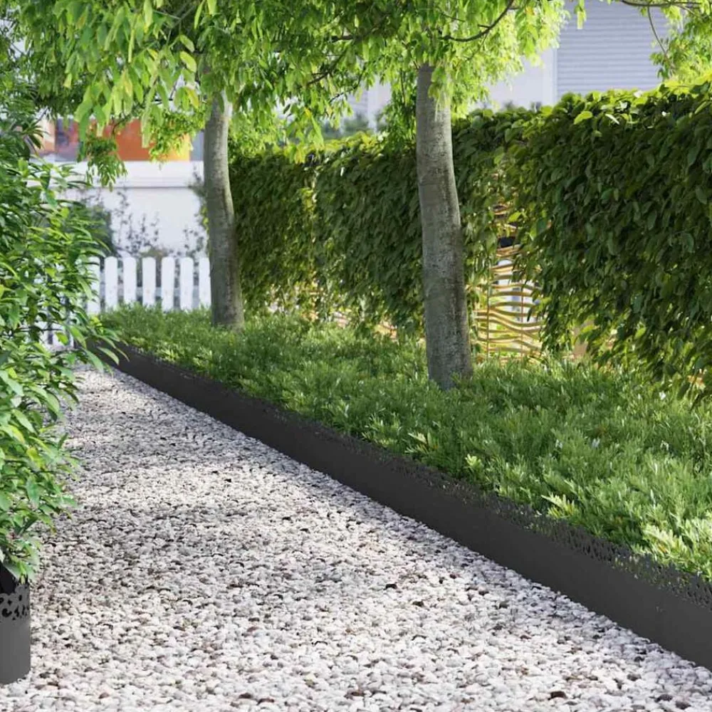 Tuinafscheidingen*vidaXL Gazonranden 10 pcs 103 x 0,05 x 22 cm Staal Zwart