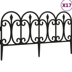 Tuinafscheidingen*vidaXL Gazonranden 17 st 10 m polypropeen Zwart