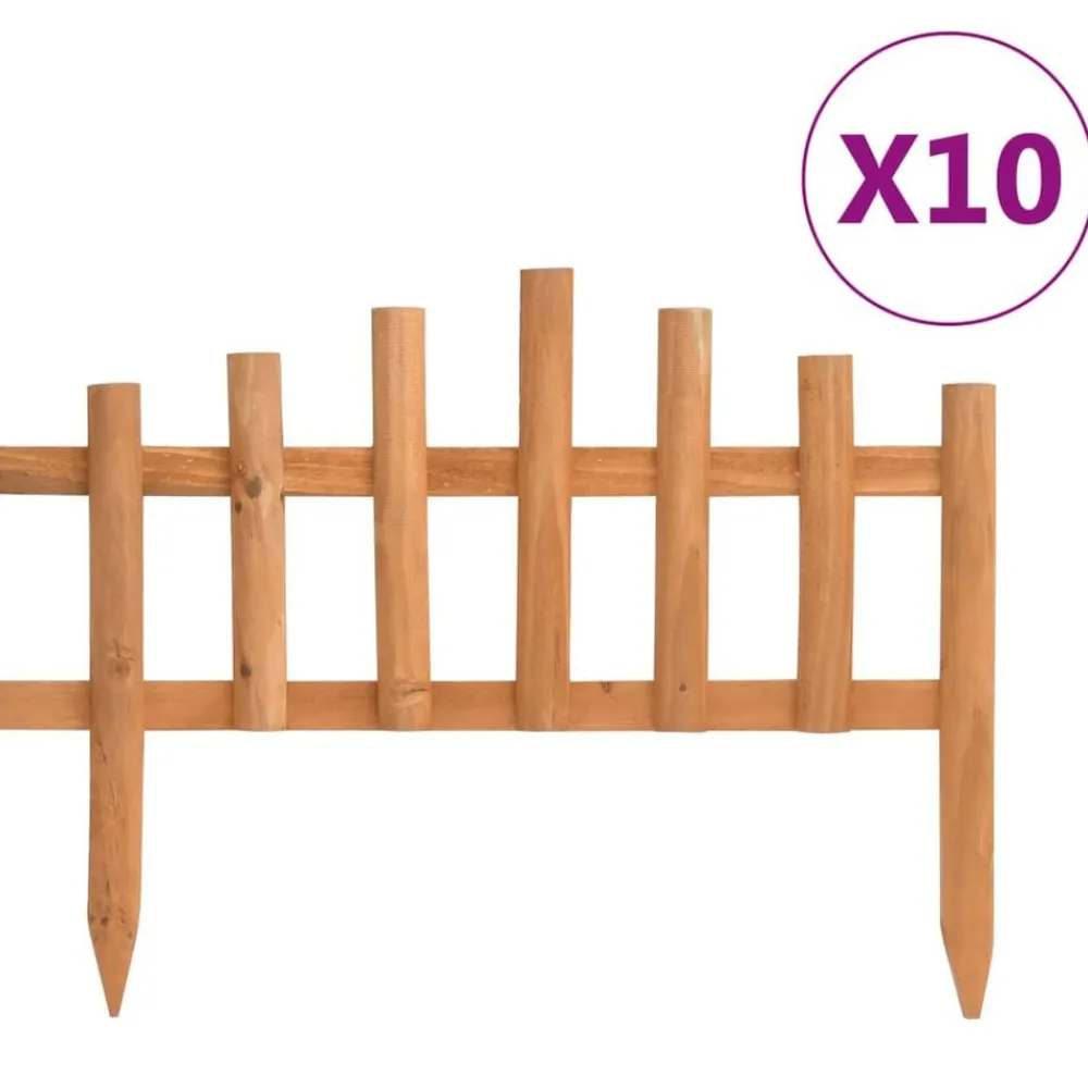 Tuinafscheidingen*vidaXL Gazonranden 10 st 4,4 m vurenhout Bruin