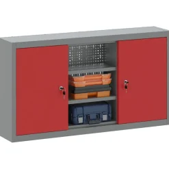 Bouwbeslag*vidaXL Gereedschapskast met plank en Grijs 100 x 20 x 55 cm Rood