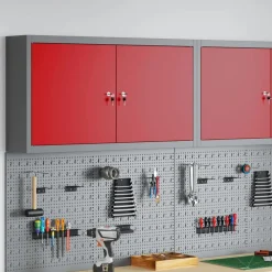 Bouwbeslag*vidaXL Gereedschapskast met plank en Grijs 50 x 20 x 55 cm Rood