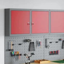 Bouwbeslag*vidaXL Gereedschapskast met plank en Grijs 50 x 20 x 55 cm Rood