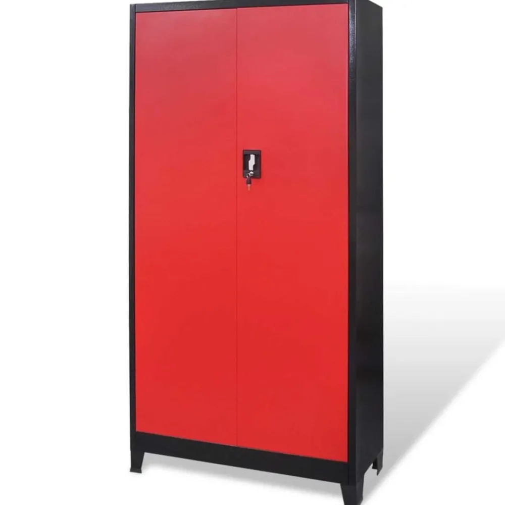 Bouwbeslag*vidaXL Gereedschapskast met kist 90x40x180 cm staal rood en zwart
