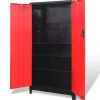 Gereedschapskast met 2 deuren 90x40x180 cm staal zwart en rood>vidaXL Hot