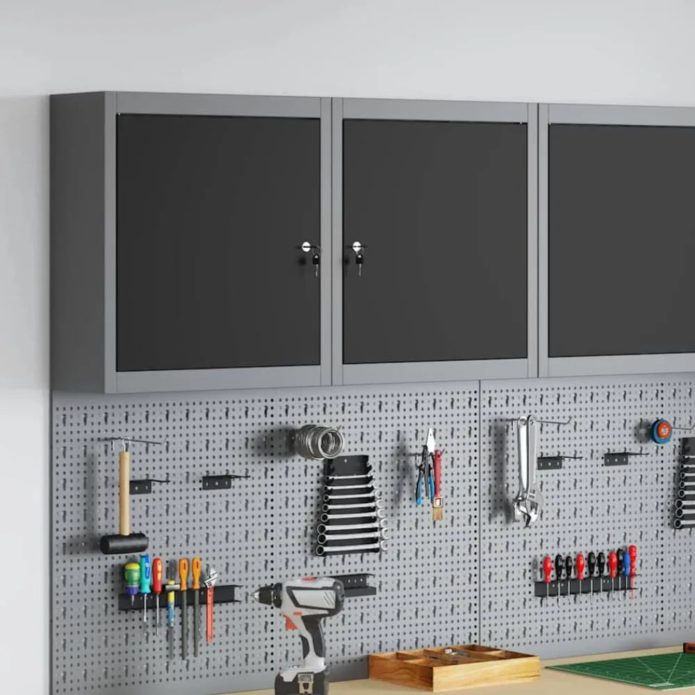 Bouwbeslag*vidaXL Gereedschapskast met plank en Grijs 50 x 20 x 55 cm Zwart