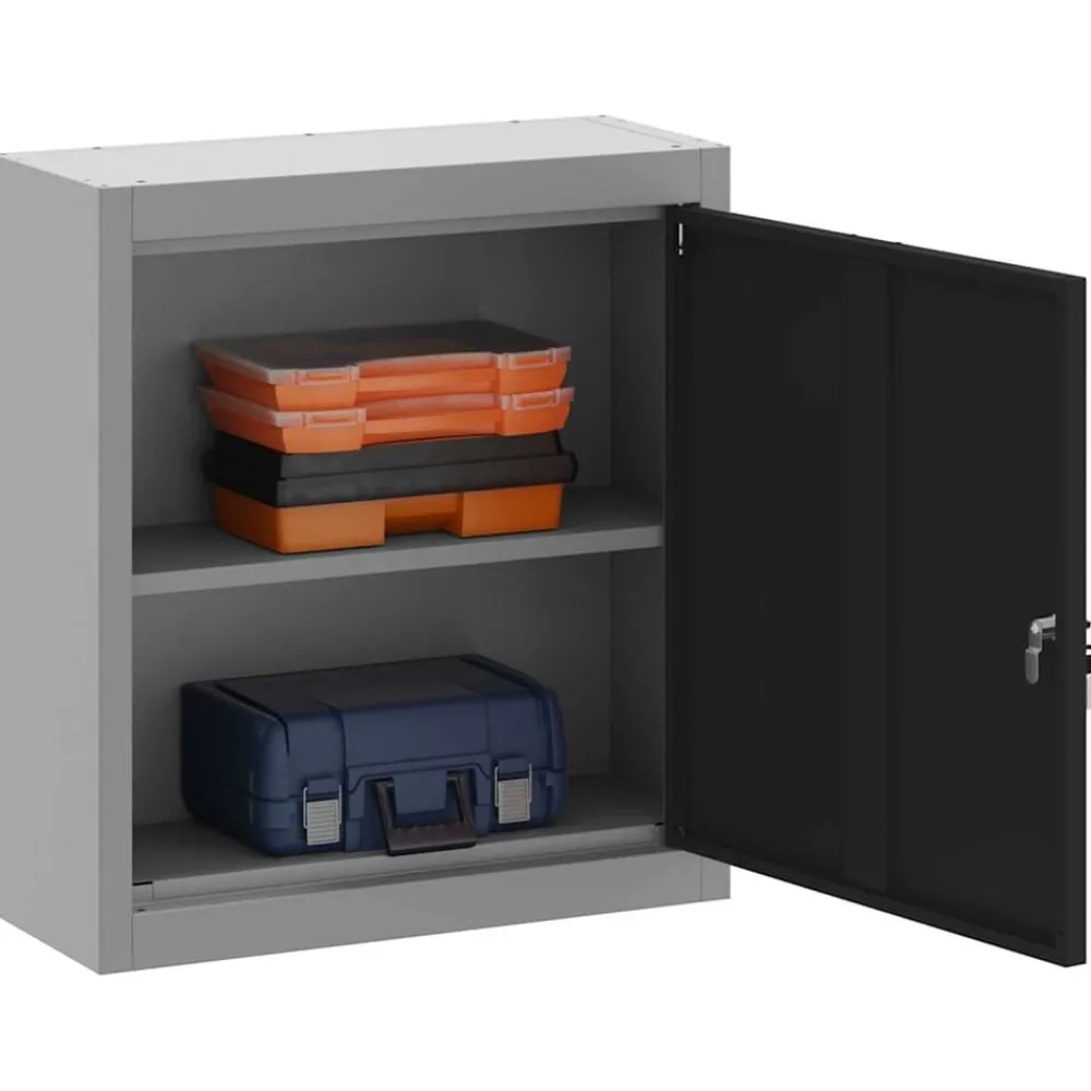 Bouwbeslag*vidaXL Gereedschapskast met plank en Grijs 50 x 20 x 55 cm Zwart