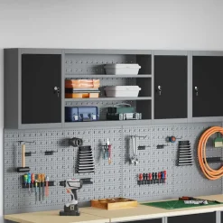 Bouwbeslag*vidaXL Gereedschapskast met plank en Grijs 150 x 20 x 55 cm Zwart