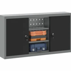 Bouwbeslag*vidaXL Gereedschapskast met plank en Grijs 50 x 20 x 55 cm Zwart