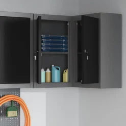 Bouwbeslag*vidaXL Gereedschapskast met plank en Grijs 55 x 55 x 55 cm Zwart