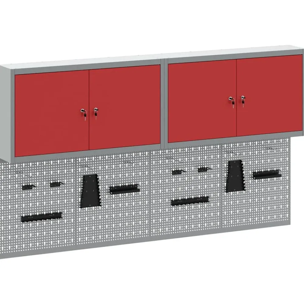 Bouwbeslag*vidaXL Gereedschapskast set met plank 6 pcs Gepoedercoat staal Rood