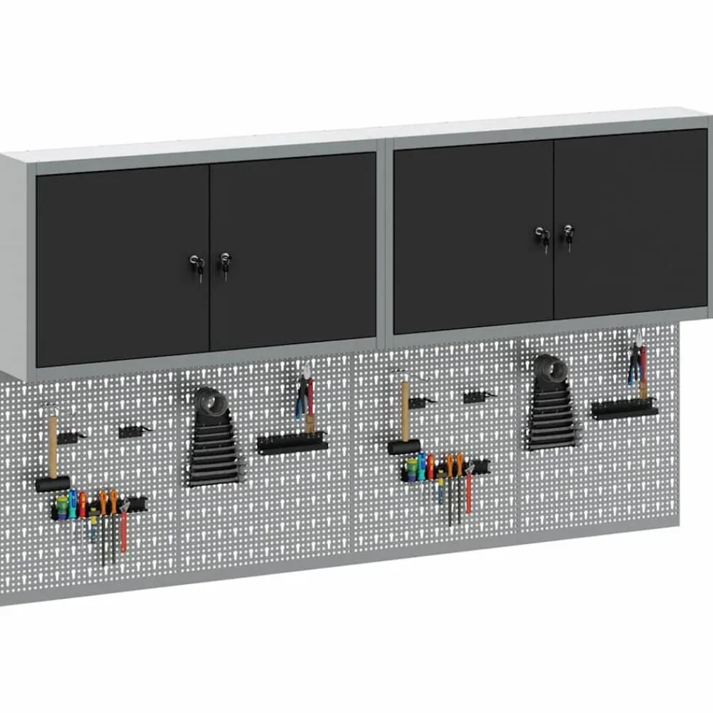 Gereedschapskast set met plank 6 pcs Gepoedercoat staal>vidaXL Discount