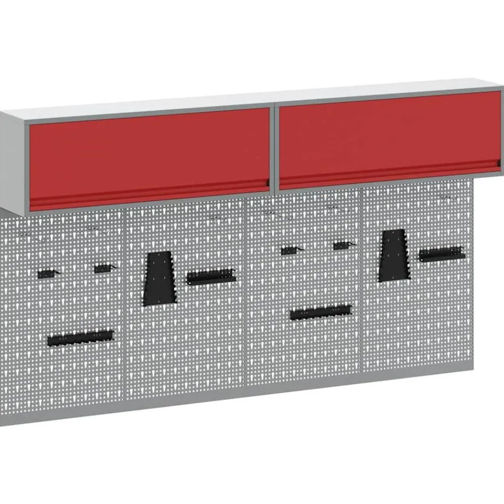 Bouwbeslag*vidaXL Gereedschapskast set met plank 6 pcs Gepoedercoat staal Rood
