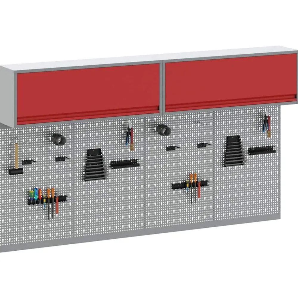 Bouwbeslag*vidaXL Gereedschapskast set met plank 6 pcs Gepoedercoat staal Rood