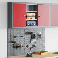 Gereedschapskast set met plank 3 pcs Gepoedercoat staal>vidaXL New