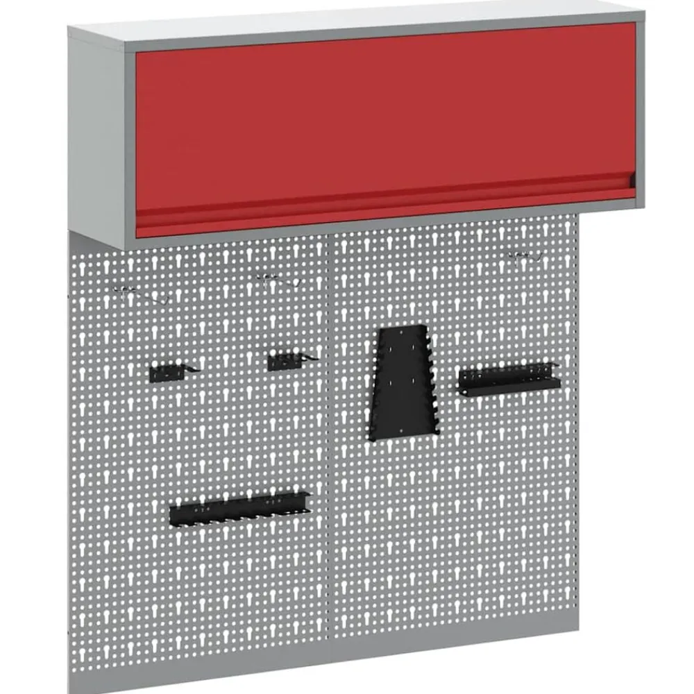 Bouwbeslag*vidaXL Gereedschapskast set met plank 3 pcs Gepoedercoat staal Rood