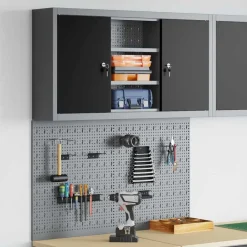Gereedschapskast set met plank 3 pcs Gepoedercoat staal>vidaXL Clearance