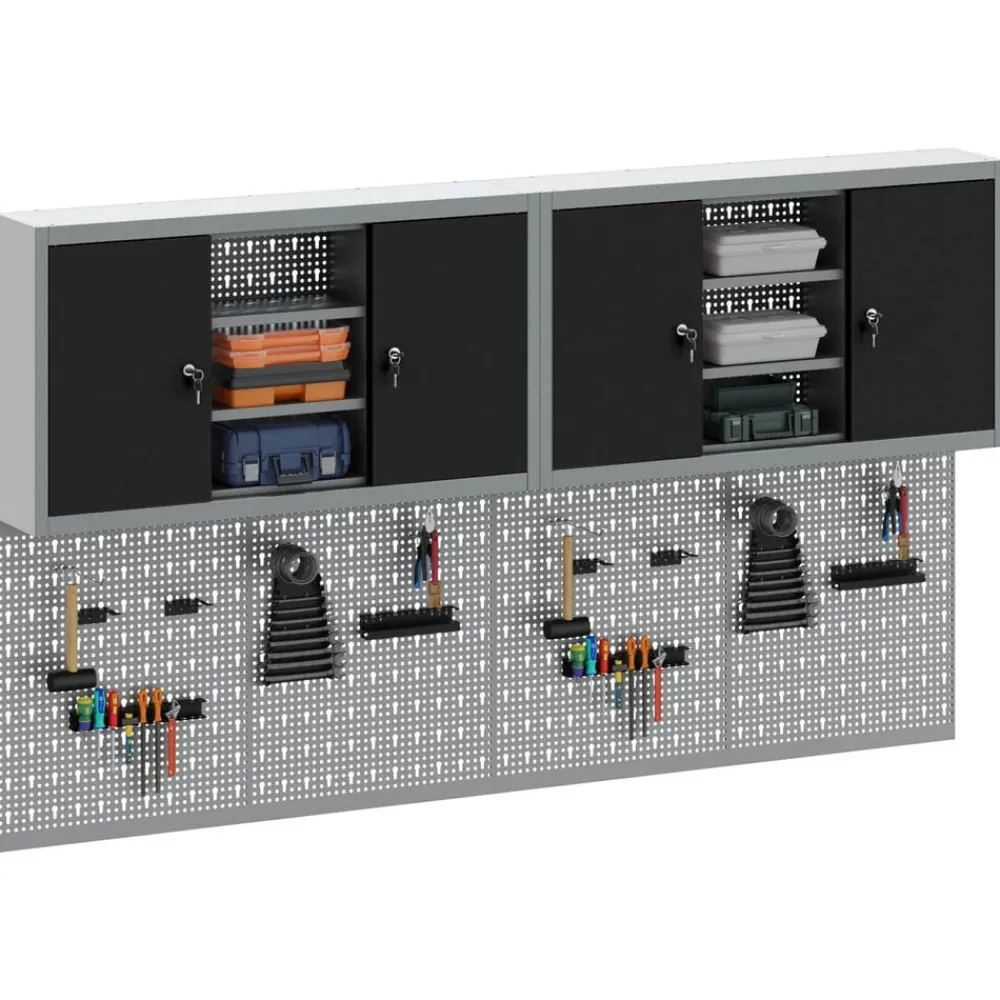 Gereedschapskast set met plank 6 pcs Gepoedercoat staal>vidaXL Online