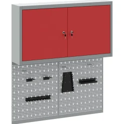 Bouwbeslag*vidaXL Gereedschapskast set met plank 3 pcs Gepoedercoat staal Rood