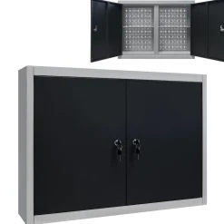 Gereedschapskast voor aan de wand metaal grijs en zwart>vidaXL Outlet