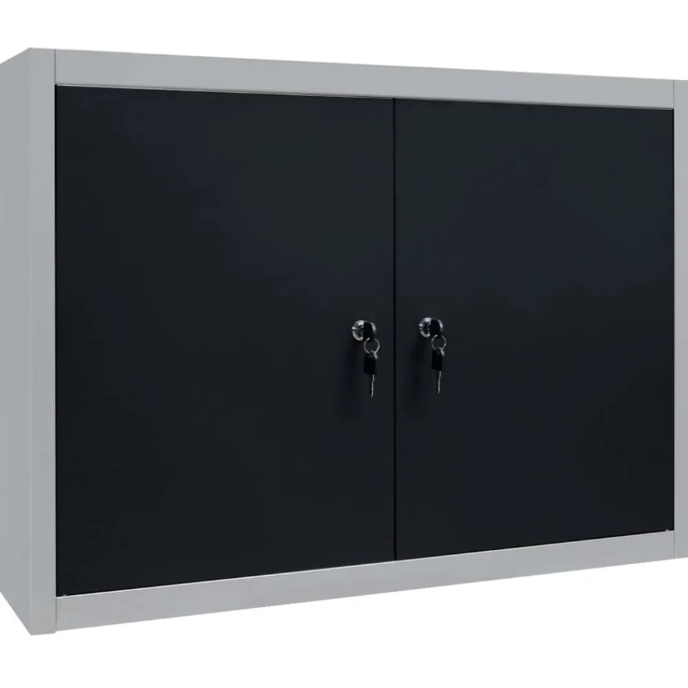 Gereedschapskast voor aan de wand metaal grijs en zwart>vidaXL Outlet