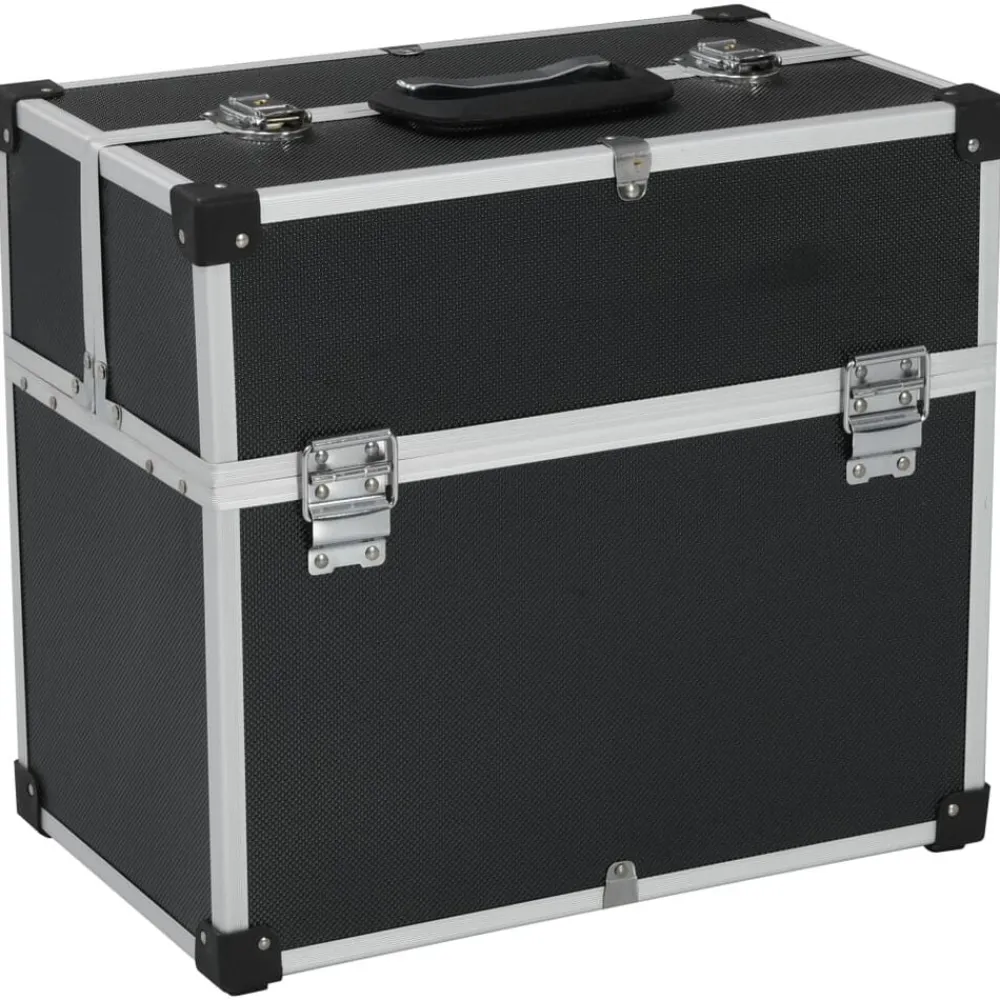 Gereedschapskoffer 38x22,5x34 cm aluminium zwart>vidaXL Outlet