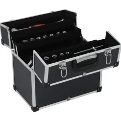 Gereedschapskoffer 38x22,5x34 cm aluminium zwart>vidaXL Outlet