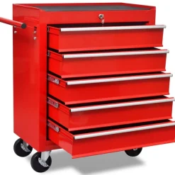Gereedschap*vidaXL Gereedschapswagen 5 lades Rood