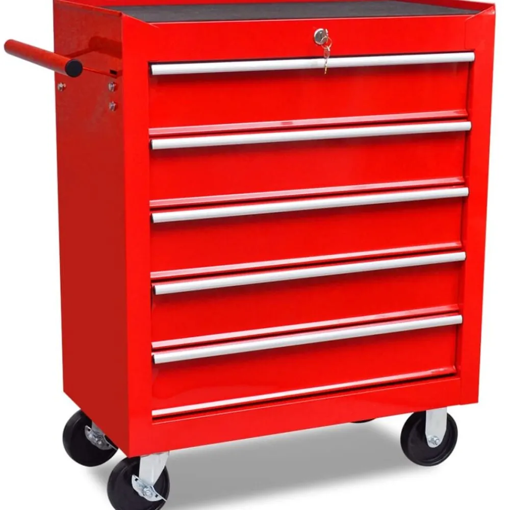 Gereedschap*vidaXL Gereedschapswagen 5 lades Rood