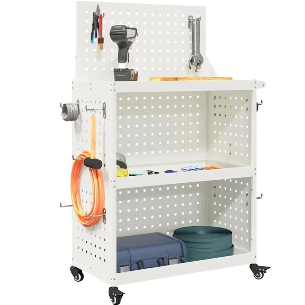 Bouwbeslag*vidaXL Gereedschapswagen 65 x 35 x 111 cm Koudgewalst staal Wit