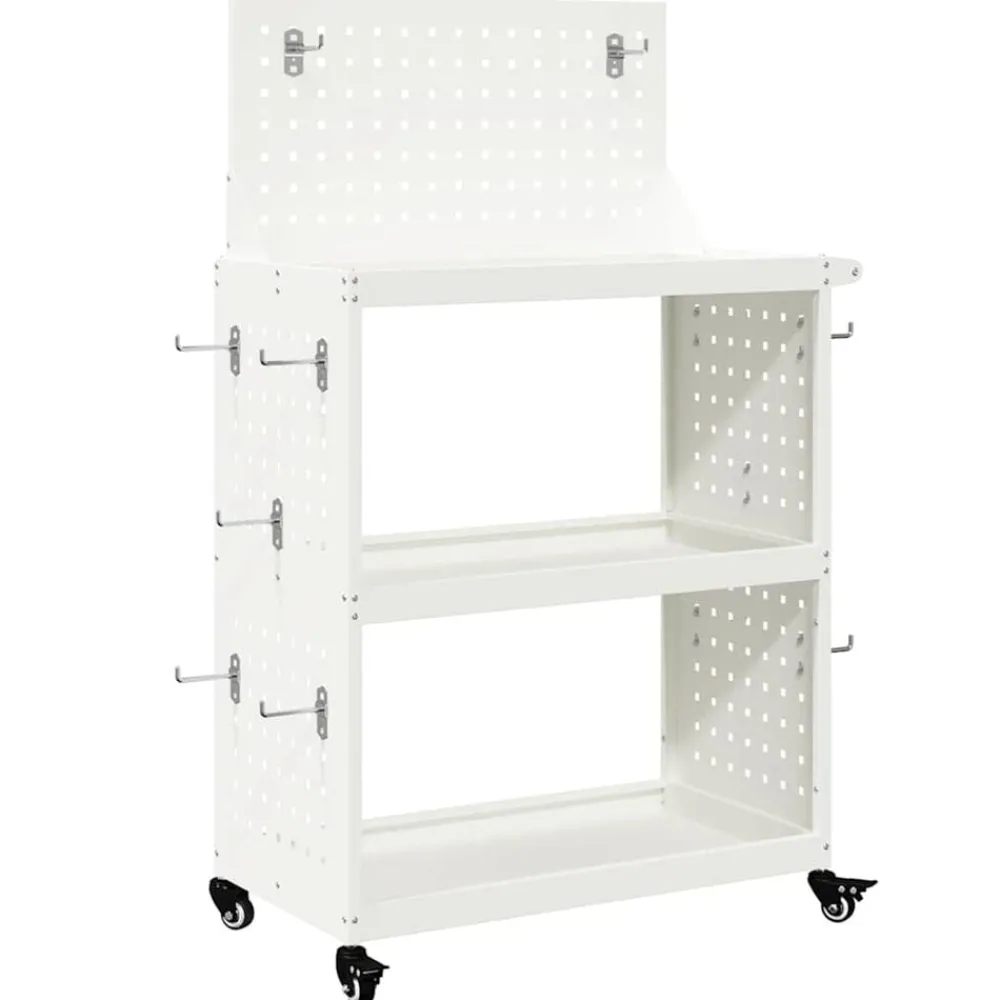 Bouwbeslag*vidaXL Gereedschapswagen 65 x 35 x 111 cm Koudgewalst staal Wit