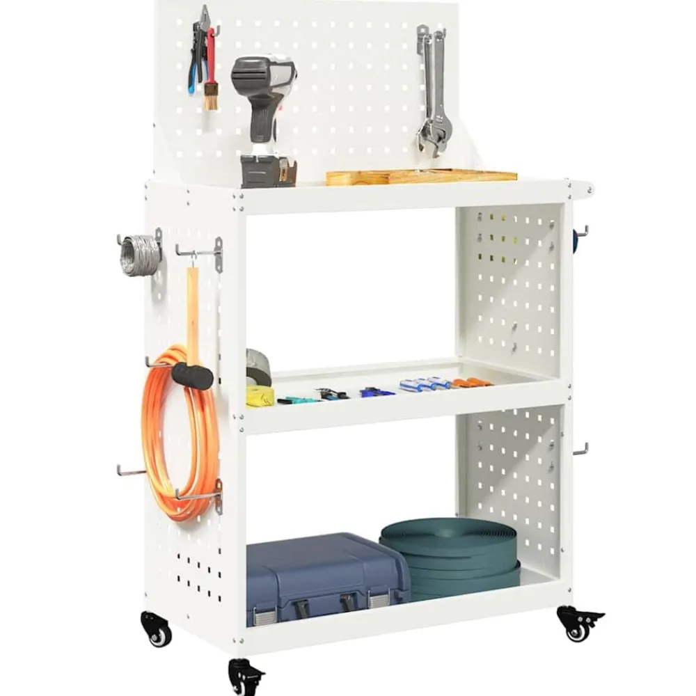 Bouwbeslag*vidaXL Gereedschapswagen 65 x 35 x 111 cm Koudgewalst staal Wit