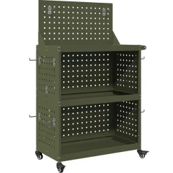 Bouwbeslag*vidaXL Gereedschapswagen met plank Olijf Groen 65 x 35 x 111 cm Olijfgroen