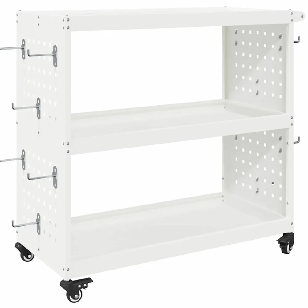 Bouwbeslag*vidaXL Gereedschapswagen 75 x 35 x 73 cm Koudgewalst staal Wit