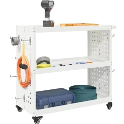 Bouwbeslag*vidaXL Gereedschapswagen 75 x 35 x 73 cm Koudgewalst staal Wit