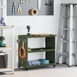 Bouwbeslag*vidaXL Gereedschapswagen Olijf Groen 75 x 35 x 73 cm Koudgewalst staal Olijfgroen