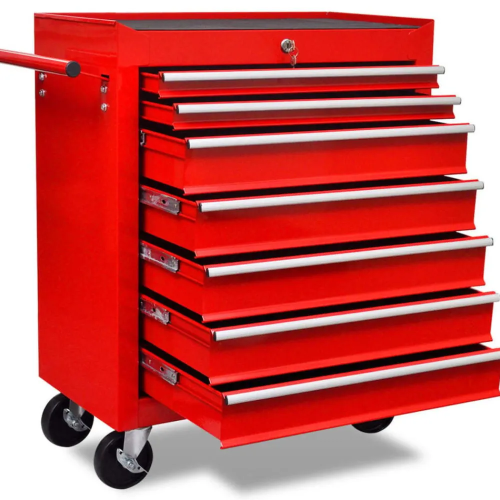 Gereedschap*vidaXL Gereedschapswagen 7 lades Rood