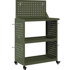 Gereedschapswagen met plank Olijf Groen 65 x 35 x 111 cm>vidaXL