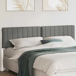Bedden & Accessoires*vidaXL Gestoffeerd hoofdbord met hoofdeinde 200 cm Wit en lichtgrijs