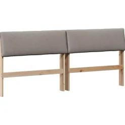 Bedden & Accessoires*vidaXL Gestoffeerd hoofdbord Taupe 200 cm Massief grenenhout Bruin en taupe