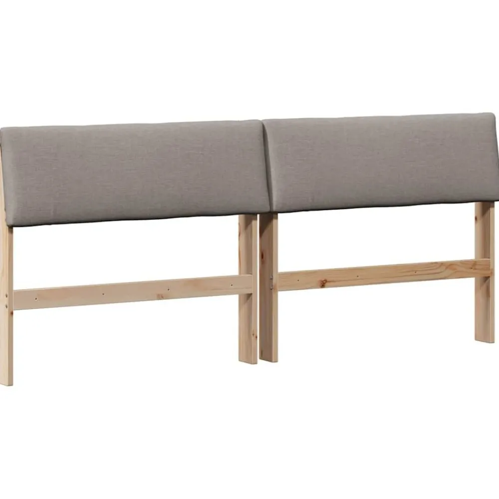 Bedden & Accessoires*vidaXL Gestoffeerd hoofdbord Taupe 200 cm Massief grenenhout Bruin en taupe