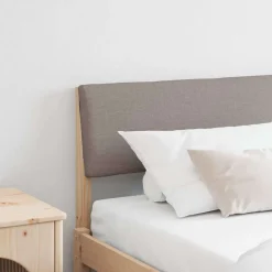 Bedden & Accessoires*vidaXL Gestoffeerd hoofdbord Taupe 200 cm Massief grenenhout Bruin en taupe
