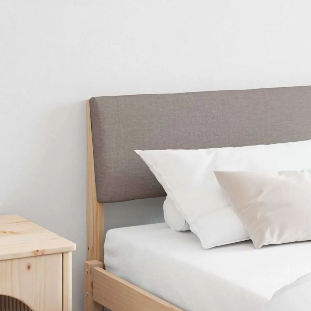 Bedden & Accessoires*vidaXL Gestoffeerd hoofdbord Taupe 200 cm Massief grenenhout Bruin en taupe