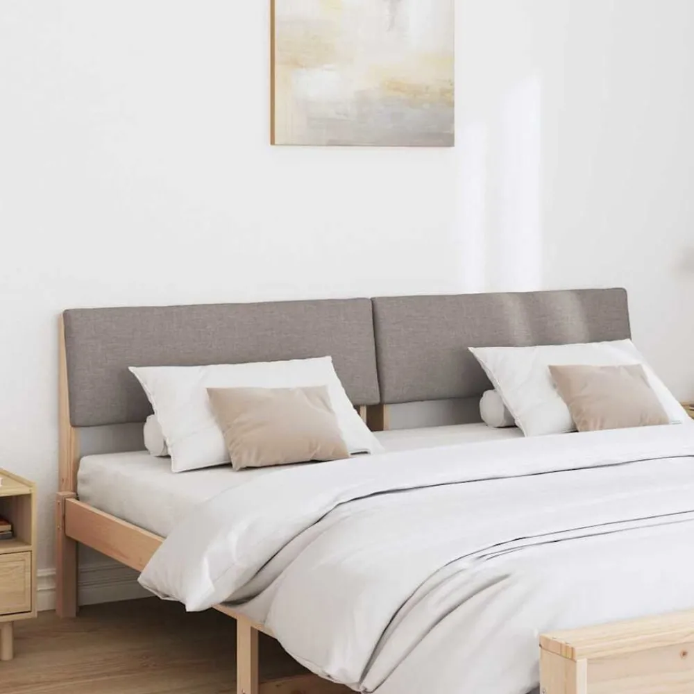 Bedden & Accessoires*vidaXL Gestoffeerd hoofdbord Taupe 200 cm Massief grenenhout Bruin en taupe