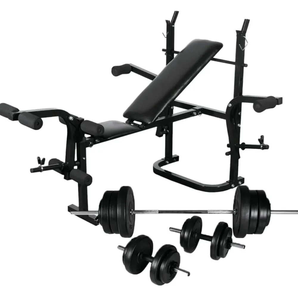 Fitness*vidaXL Gewichtenbank met gewichtenrek en halterset 60,5 kg