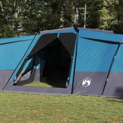 Buitensport*vidaXL Gezinstent met dak met opslag 833 x 585 x 216 cm taft Blauw