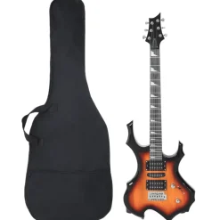 Kunst & Entertainment*vidaXL Gitaar voor beginners elektrisch met tas 4/4 39" zwart Bruin en zwart