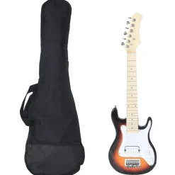 Kunst & Entertainment*vidaXL Gitaar voor kinderen elektrisch met tas 3/4 30" bruin en wit