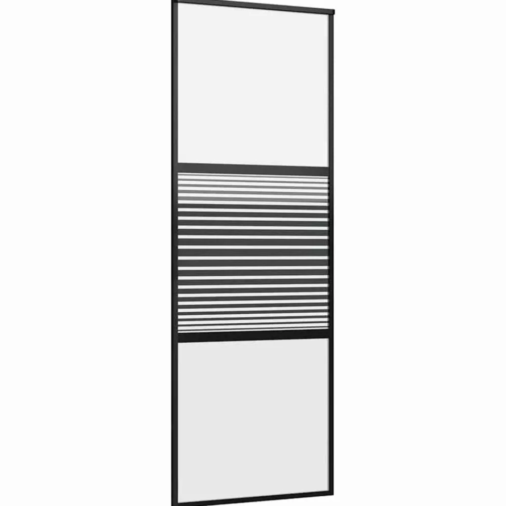 Bouwmaterialen*vidaXL Glazen deur Gestreept Zwart 90 x 2 x 205 cm Aluminium