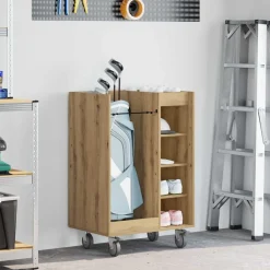 Golfkast met wiel Effen Artisan Eiken 65 x 45 x 98 cm>vidaXL Clearance